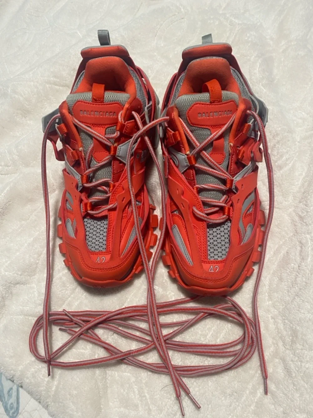 Balenciaga Orange Gray Layered Track Sneakers - Picture 14 of 16